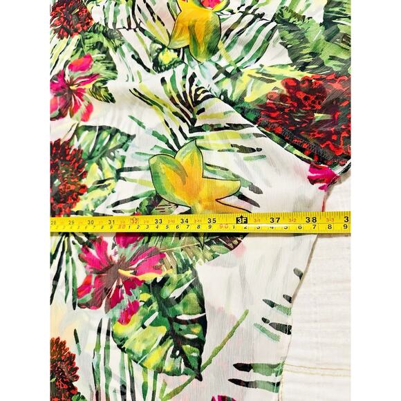 Steve Madden Floral Beachy Kimono Swim Layer One Sz Chiffon Sheer Open Oversized - Picture 6 of 9
